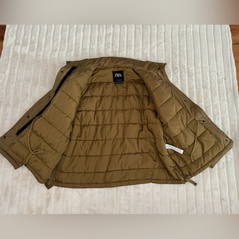 Zara military mustard brown oversized water/wind protected puffer coat, XL - Picture 9 of 11